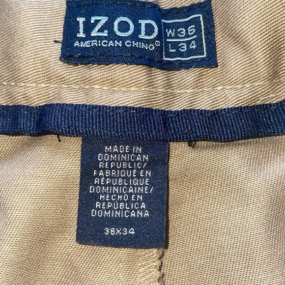 Izod American Chino No Wrinkle Flat Front Khakis Pants Size 36x34 - Picture 6 of 7